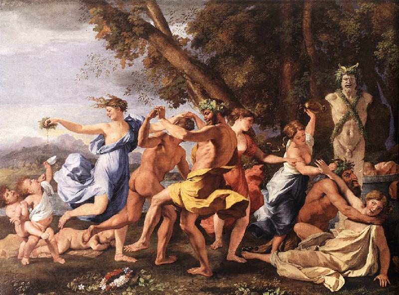 Nicolas Poussin Bacchanal before a Statue of Pan Spain oil painting art